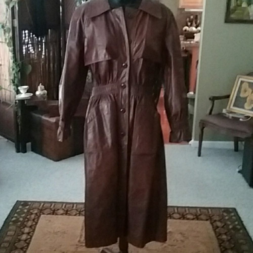 Genuine Leather Trench Coat